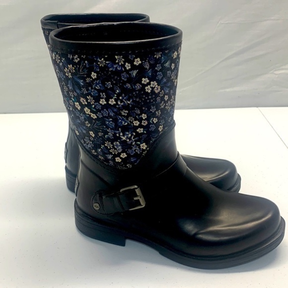 UGG Black Floral Sivada Liberty Rain Boots